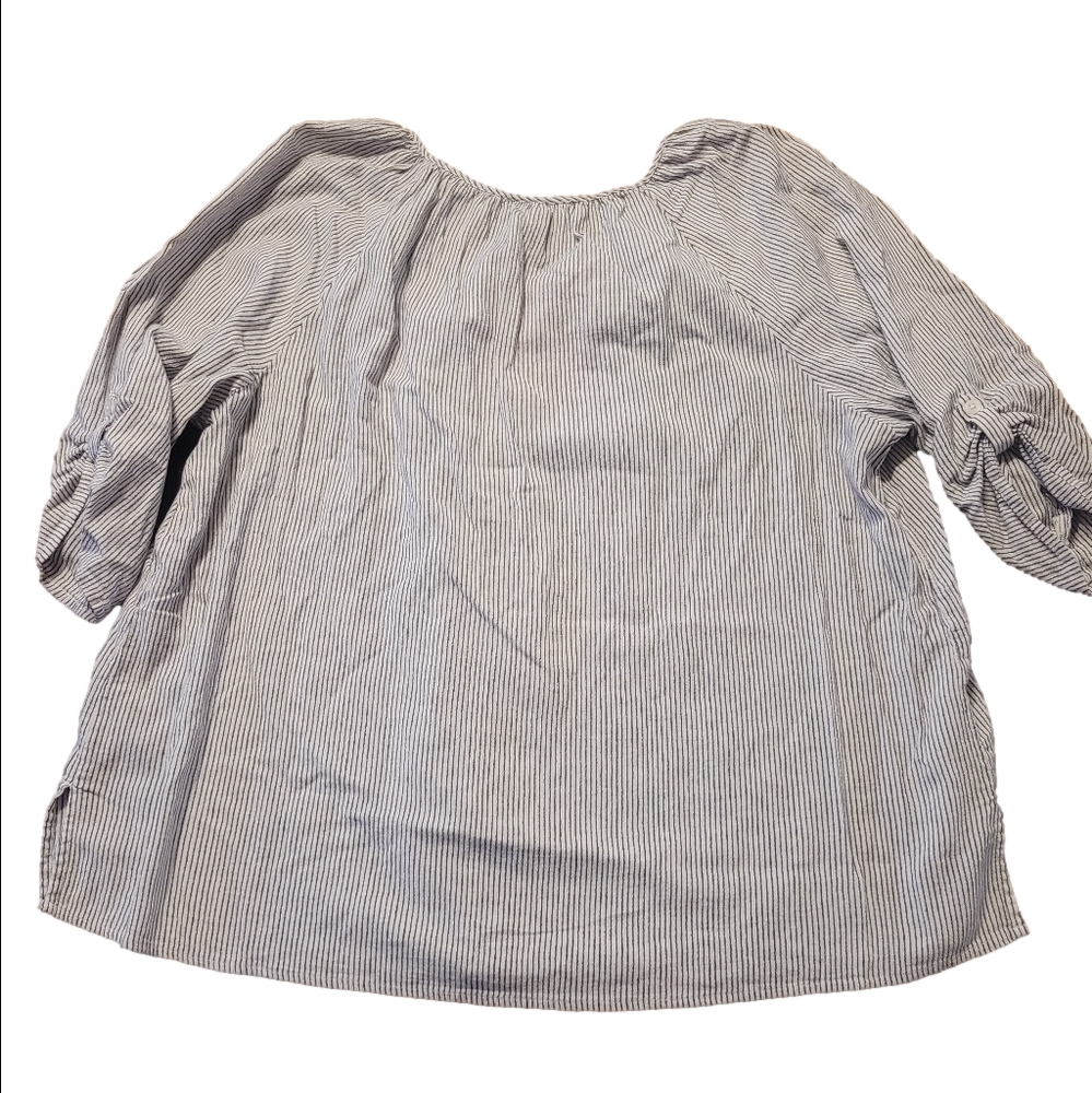 Catherine's Striped Women's Top with Orange Accents -1X - Picture 9 of 9